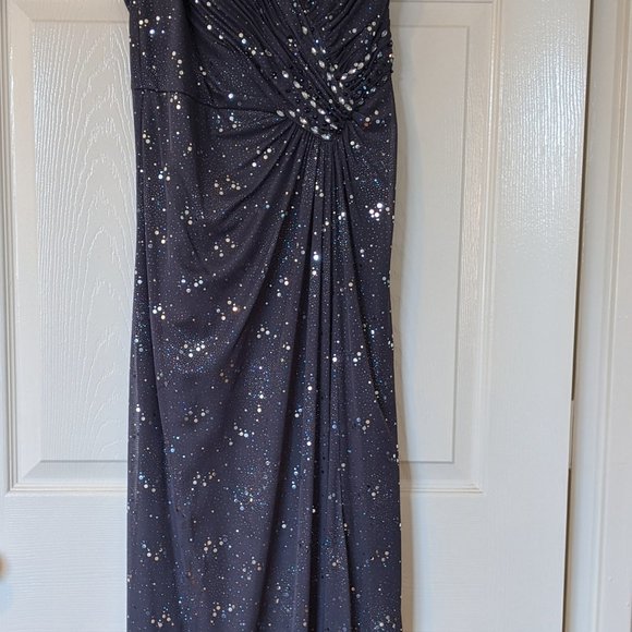 Cachet Gunmetal Floorlength Dress One Shoulder - Picture 8 of 9